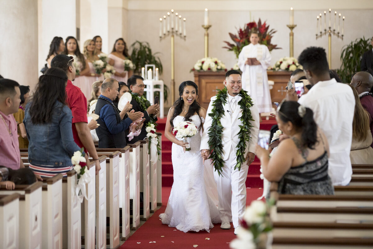 Polynesian dancer performing at a Hawaii wedding reception
